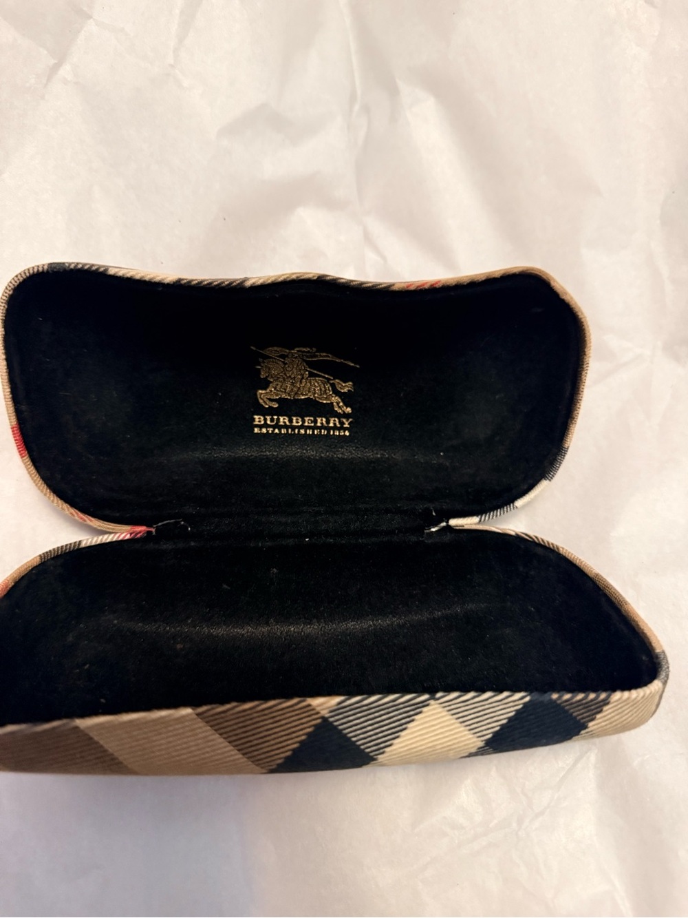 Burberry Tan Plaid Hard Shell Eyeglass Case